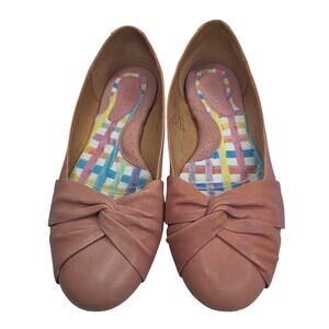 Born Lilly Leather Ballet Flats Pink Twist Knot Artsy Fairy Comfort Shoes US 7